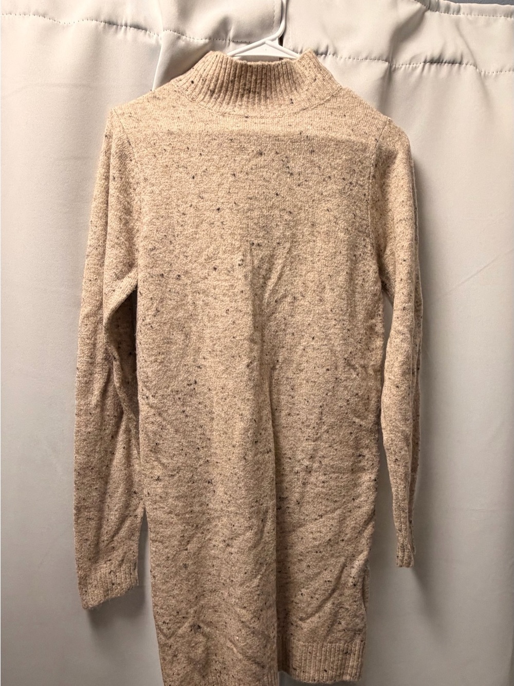 Studio Speckled Mock Neck Longline Sweater - Beige